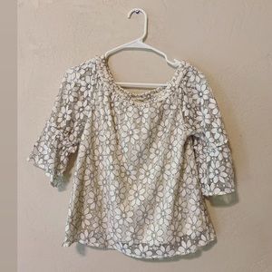 White and Black Floral Off the Shoulder Top